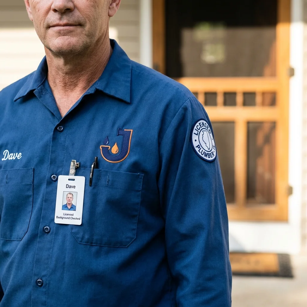 Licensed plumber showing ID badge in Northampton, PA