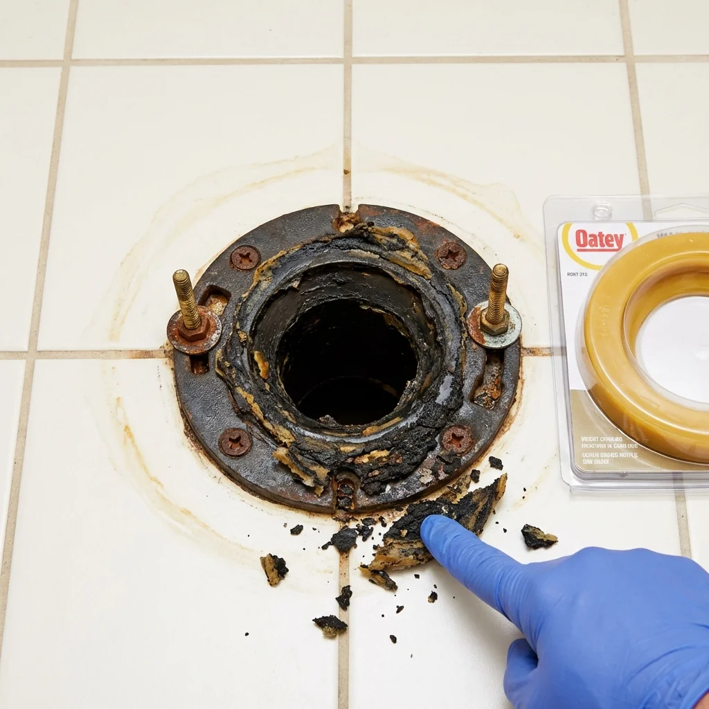 Failed wax ring showing water seepage at the base of a toilet in a Northampton, PA home